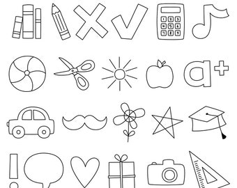 School-ish Doodles digitale Briefmarken Clipart ClipArt Illustrationen - instant-Download - begrenzte kommerzielle Nutzung in Ordnung