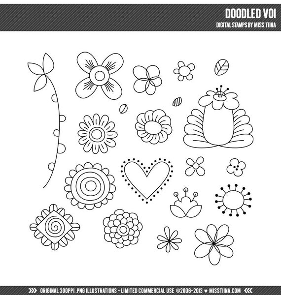 digital stamp c lip art patterns Doodled Vo1 Digital Stamps Clipart Clip Art Illustrations - instant  download