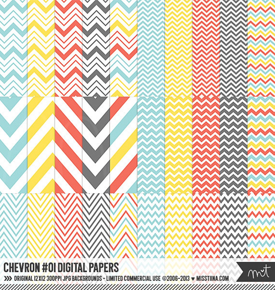 Chevron Pattern Sheets Chevron 01 Digital Papers - 30 Patterns for Scrapbooking, Cards ...