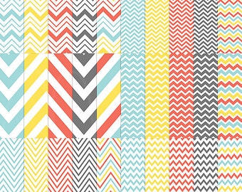 Chevron 01 Digital Papers - 30 patterns for scrapbooking, cards, invitations, printables and more - instant download - CU OK