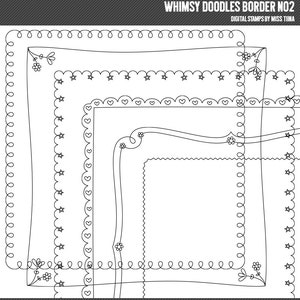 Whimsy Doodles Borders No2 Digital Stamps Clipart Clip Art Ilustrações - download instantâneo - uso comercial limitado ok