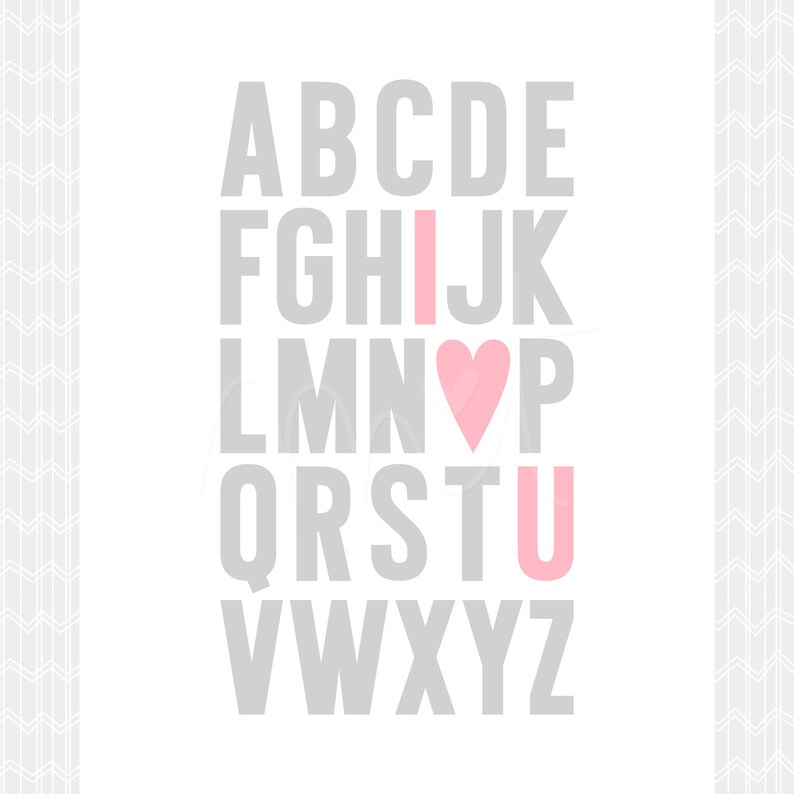 ABC I Love You DIY Digital Wall Art Prints Printables baby kids nursery bedroom playroom decor pdf, jpg, 5 sizes 3 colorways image 2