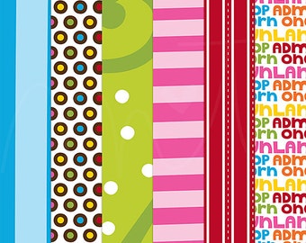 Funland Digital Papers - 6 patterns for scrapbooking, cards, invitations, printables and more - instant download - CU OK