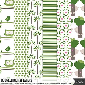 Go Green Digital Papers - 6 padrões para scrapbooking, cartões, convites, imprimíveis e muito mais - download instantâneo - CU OK