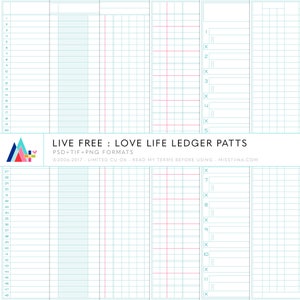 Live Free: Love Life Ledger Patts - 6 padrões para scrapbooking, cartões, convites, imprimíveis e muito mais - download instantâneo - CU OK