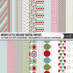 Merry Little Holiday Digital Papers - 20 padrões para scrapbooking, cartões, convites, imprimíveis e muito mais - download instantâneo - CU OK
