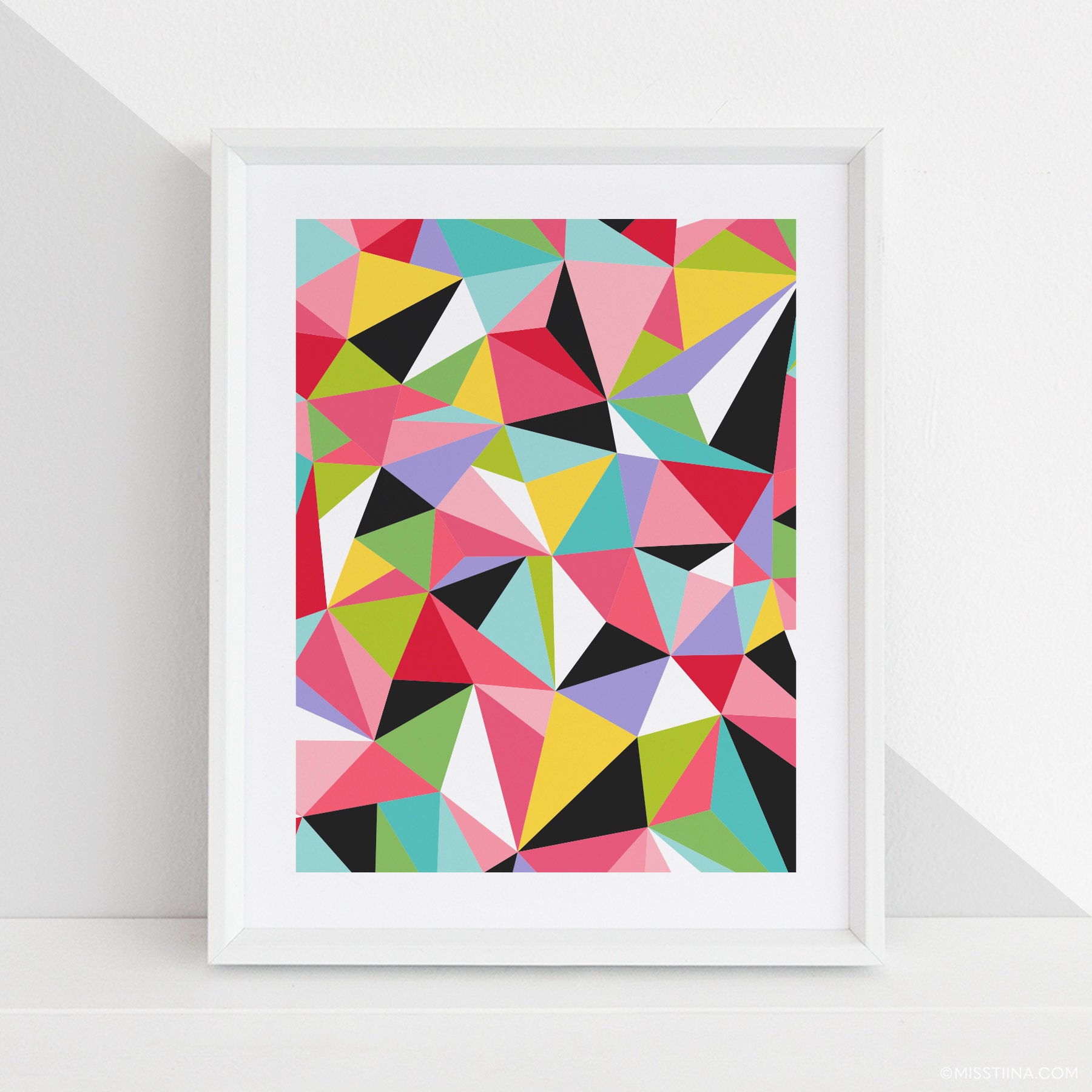 Geometric Rainbow Triangles DIY Digital Wall Art Prints