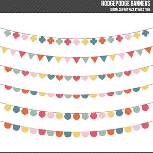 Hodgepodge Banners Rainbow Digital Clipart Clip Art Ilustrações - download instantâneo - uso comercial limitado ok