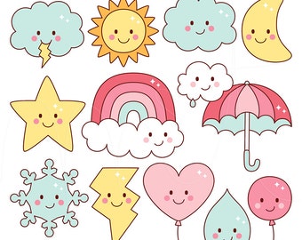 Cheeky Sky Digital Clipart Clip Art Illustrations - instant download - limited commercial use ok