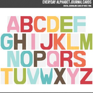 Jeden Tag Alphabet Digital Journal Karten - 3 x 4 Projekt Leben inspiriert druckbare Scrapbooking Journal Hinweis Karten - instant-Download - CU OK