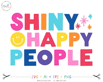 Rainbow Shiny Happy People SVG Digital Cut Files + Vectors and Clipart Printables