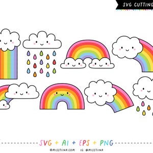 Rainbow Cuties SVG Digital Cut Files + Vectors and Clipart Printables