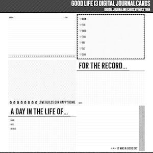 Good Life 13 Digital Journal Cards - 4x6 project life inspired scrapbooking journaling note cards  - instant download - CU OK