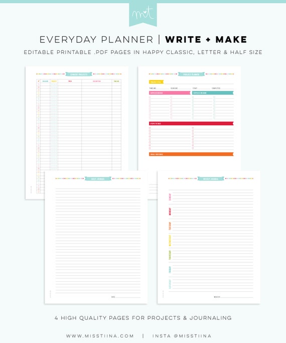 S6 Scrivere Rendere Editable Pdf Everyday Planner Etsy