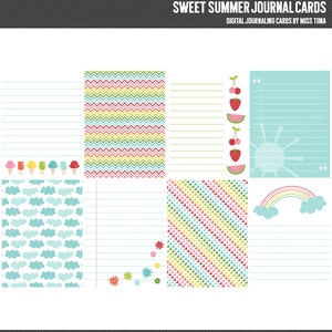 Cartões de diário digital Sweet Summer - cartões de anotações para scrapbooking inspirados na vida do projeto 3x4 para impressão - download instantâneo - CU OK