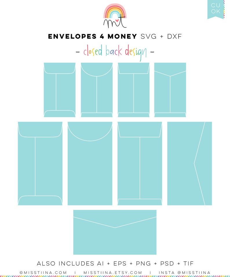 Envelopes 4 Money Bill Coin Holders SVG DXF Digital Die Etsy