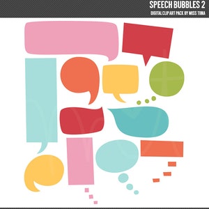 Speech Bubbles 2 Digital Clipart Clip Art Illustrations - instant download - limited commercial use ok