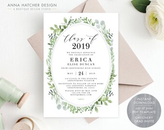 graduation invitation template etsy