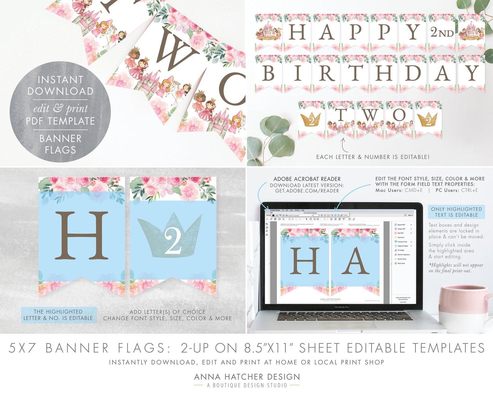 Princess Birthday Party Printable Decorations Package Thank - Etsy