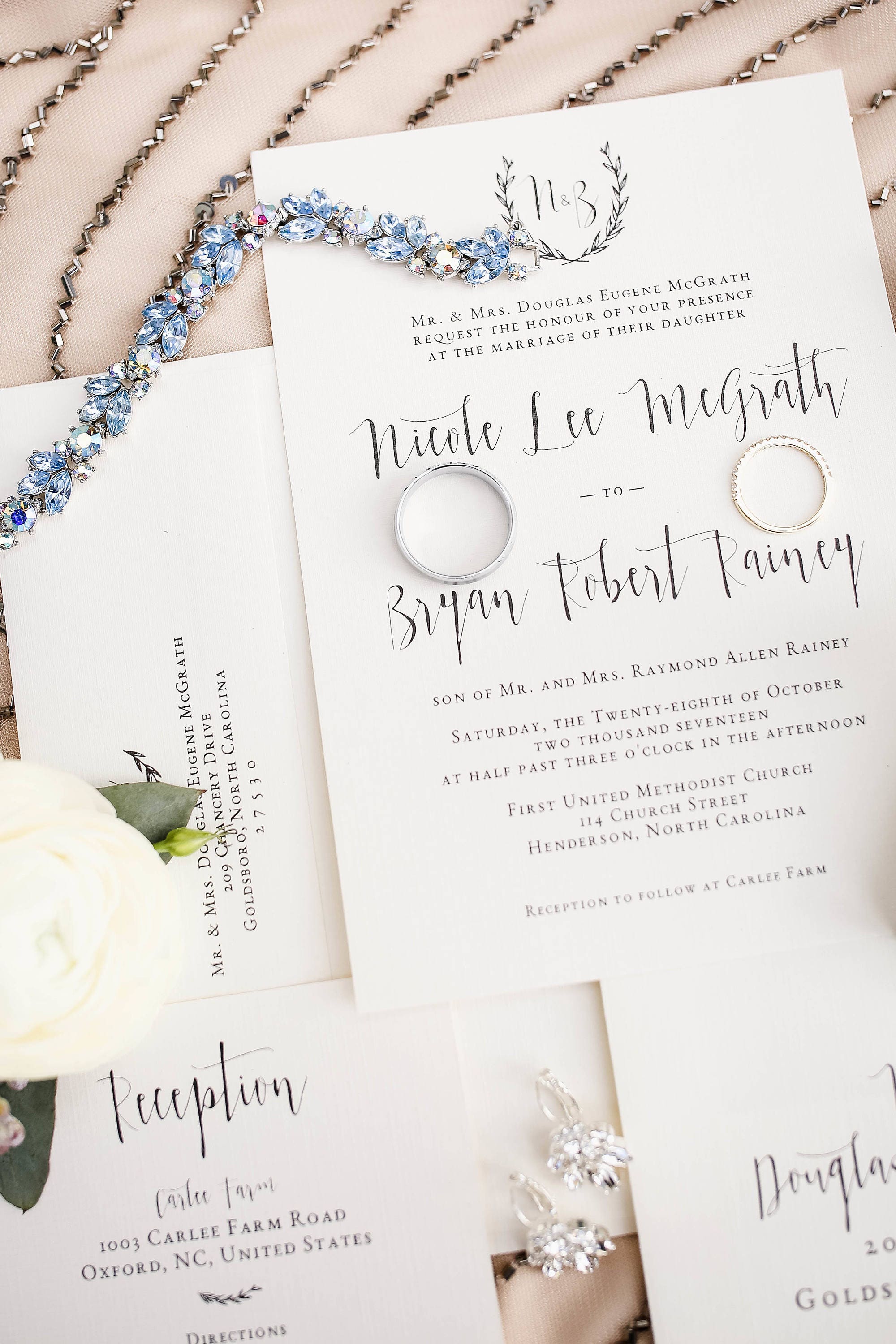 Laurel Wreath Monogram Wedding Invitation Personalized | Etsy