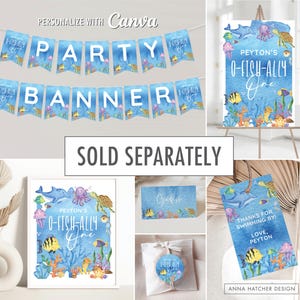 O-fish-ally One Invitation, Ocean Under the Sea Fish 1st Birthday Invite, Any Age Editable Canva Template, Swim/Pool Party, Digital Download image 5