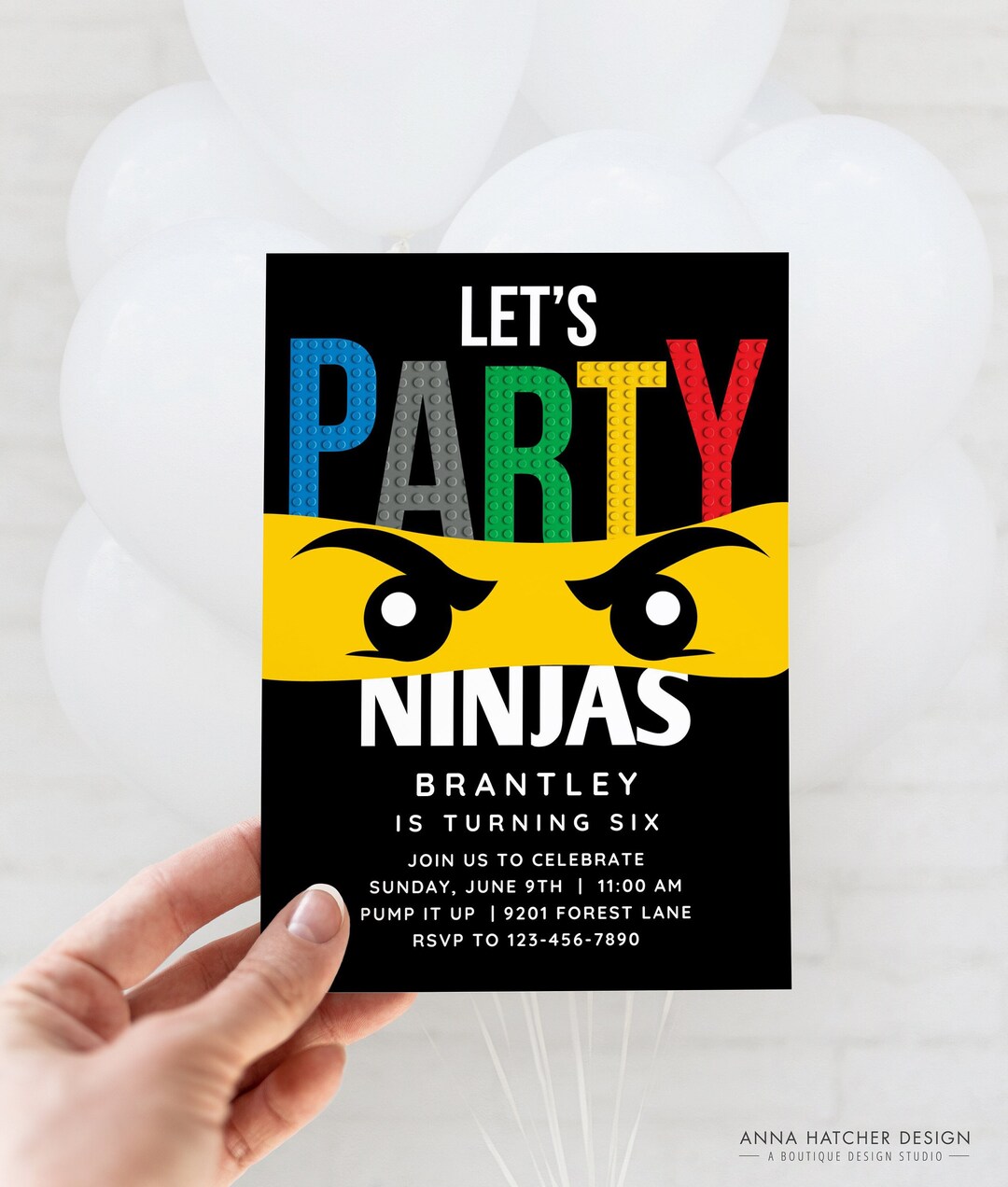 Ninja Birthday Invitation Ninja Birthday Party Brick 