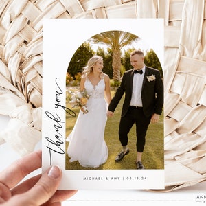 Hochzeit Dankeskarte, der beste Tag Benutzerdefinierte personalisierte Notecard mit Fotocollage, bearbeitbare Canva-Vorlage, sofortiger digitaler Download