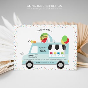 Snow Cone Truck Invitation, Kids Snow Cone Birthday Party, Fundraiser, Church or School, Graduation, Editable Canva Invite, Print or Text