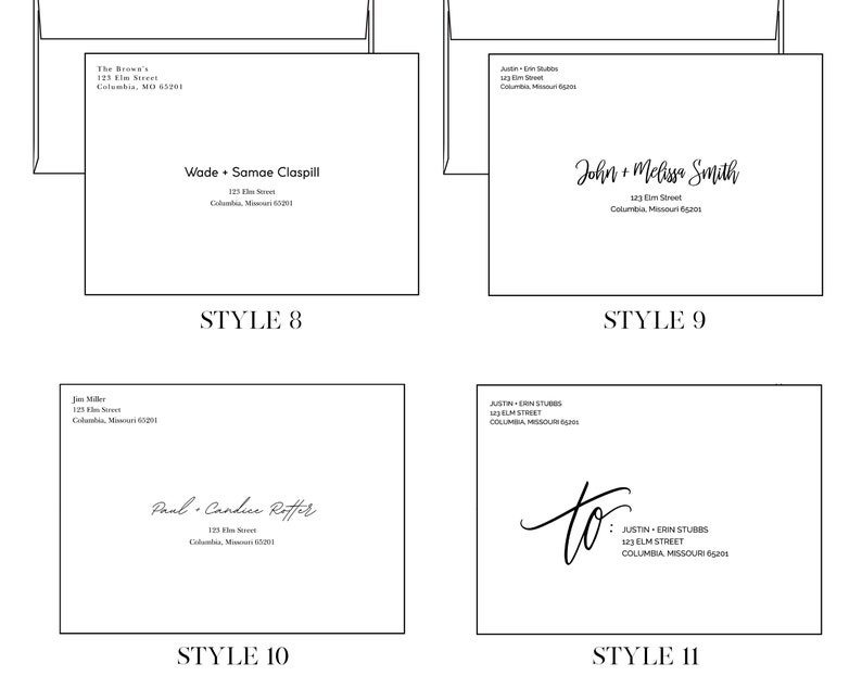 Printed Envelopes With Return Address, Recipient Addresses, A7, A2, 4x6 ...