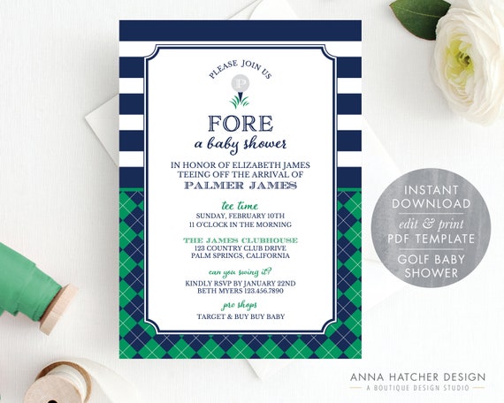 golf baby shower invitations