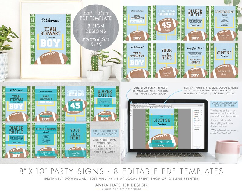Football Baby Shower Printable s DIY Editable PDF Etsy