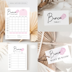 Bunco Printable's, Sofortiger Download Bunco-Würfelspiel Partituren, Stücklisten, Preisgeschenkanhänger, Tischkarten, bearbeitbare Canva-Vorlagen