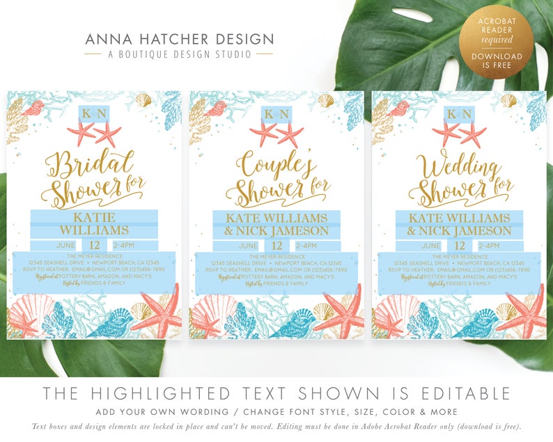 Beach Theme Bridal Shower Invitation Couple's Shower - Etsy