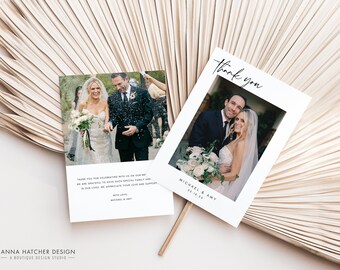 Custom Wedding Photo Thank You Card, Personal Message Wedding Thank You Note, DIY Editable Canva Template, Prints or Digital Download