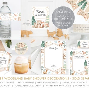 Winter Woodland Baby Shower Invitation, Woodland Creatures Christmas Baby Shower Invite, Winter Wonderland Editable Canva Template image 6