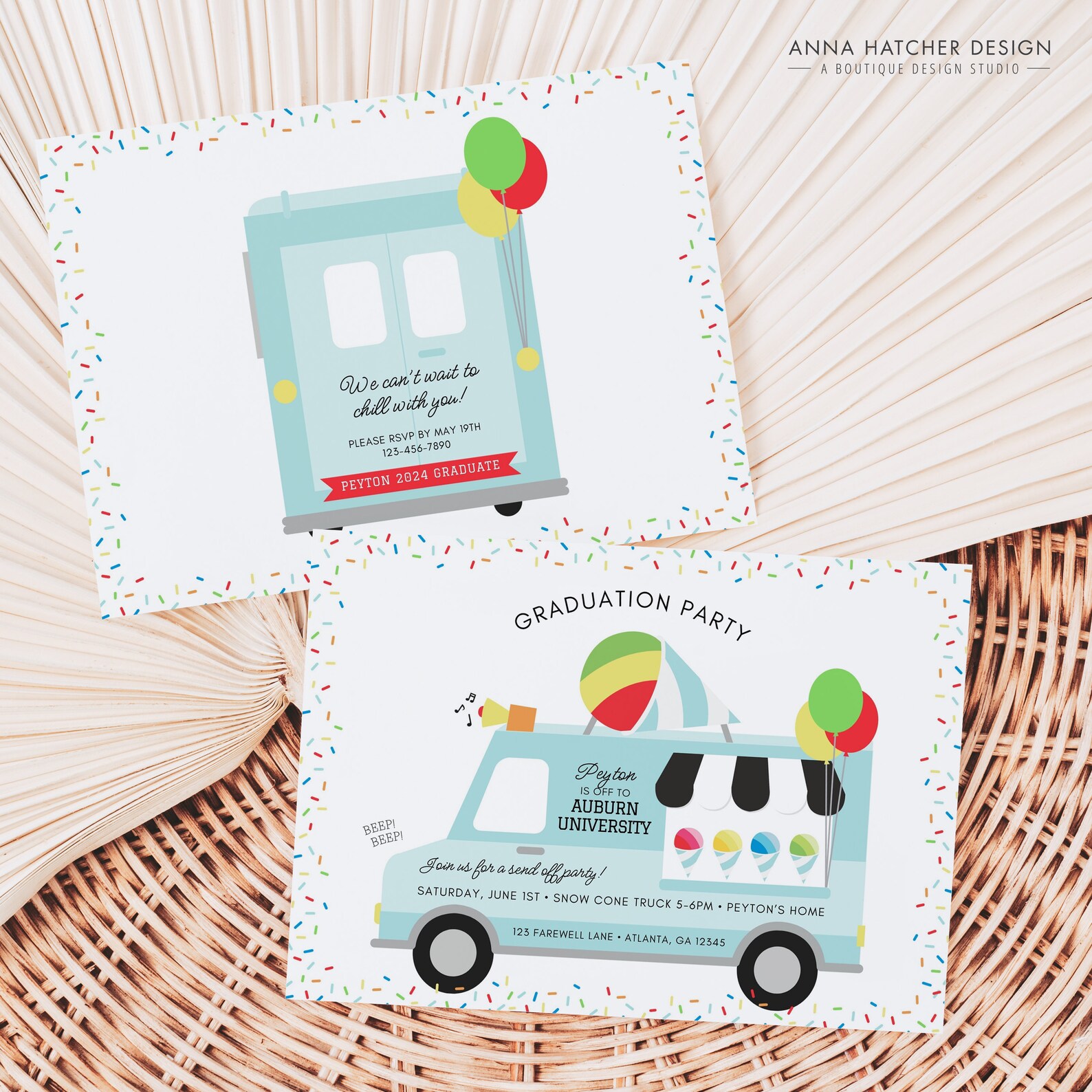 Graduation Send off Party Invitation, Snow Cone Truck Party Invite ...