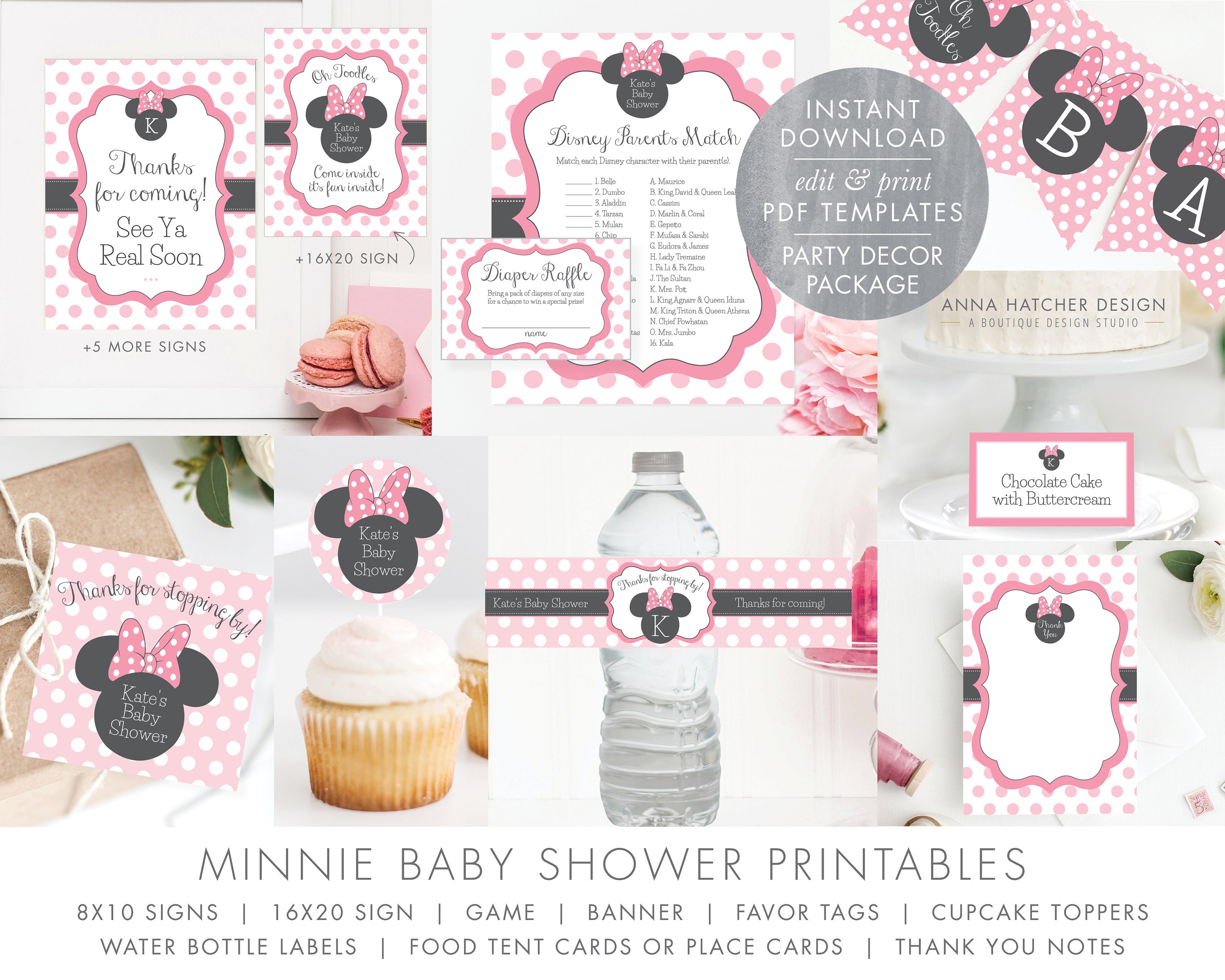 Minnie Mouse Baby Shower Printable's Thank You Favor | Etsy
