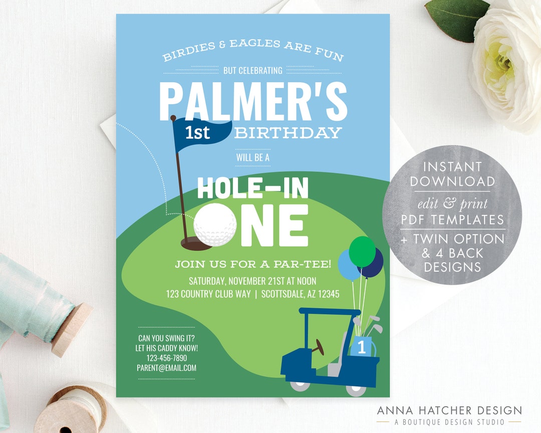 Hole in One Birthday Invitation Hole-in-one Golf Birthday - Etsy