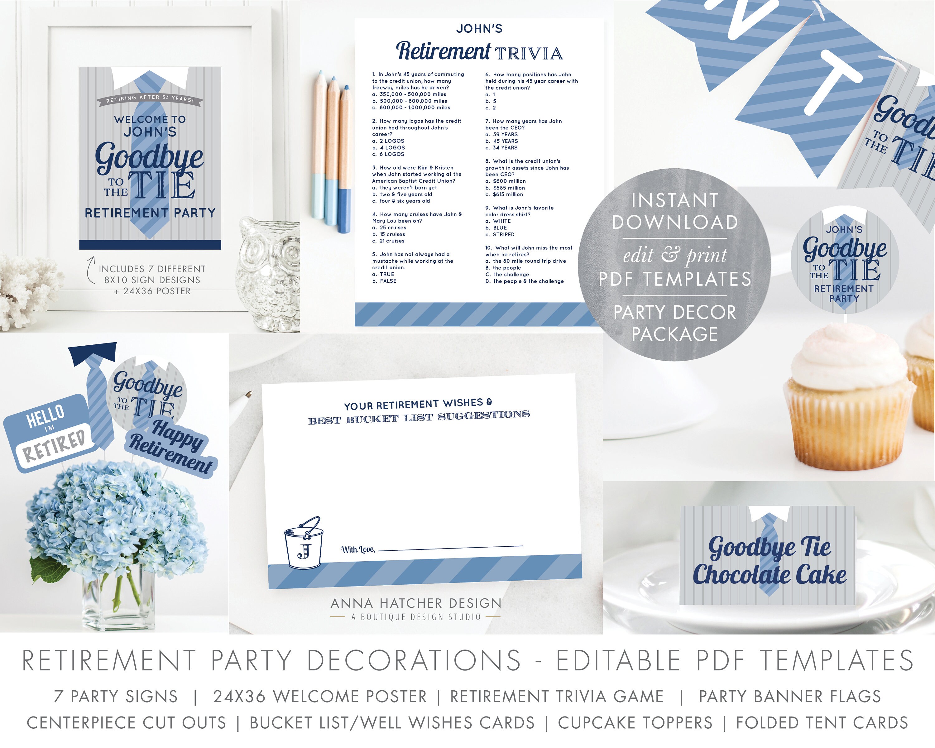 Retirement Party Decorations Goodbye To The Tie Diy Printable Etsy