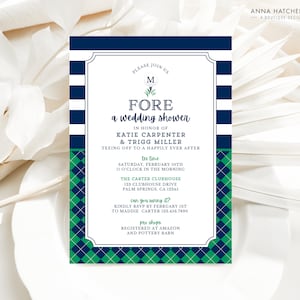 Golf Wedding Shower Invitation, Couples Shower Invite FORE the Bride and Groom, Editable Canva Template, Digital Download, Printable Invite
