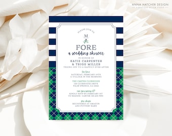 Golf Wedding Shower Invitation, Couples Shower Invite FORE the Bride and Groom, Editable Canva Template, Digital Download, Printable Invite