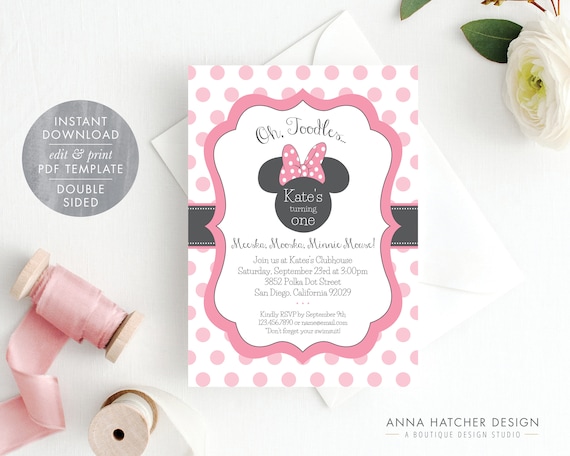 minnie mouse invitation editable