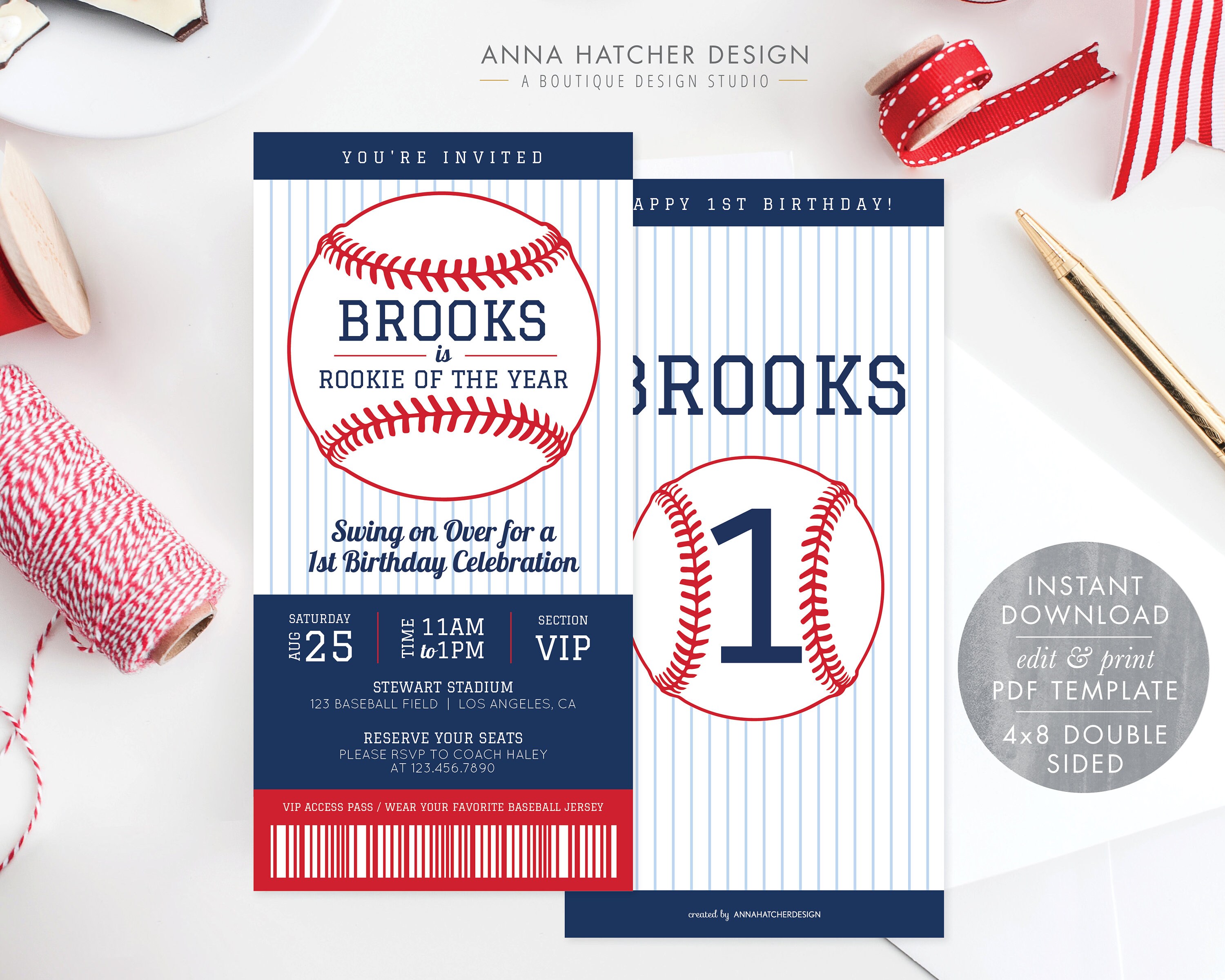 Baseball Birthday Party Invitation 4x8 Baseball Ticket Etsy