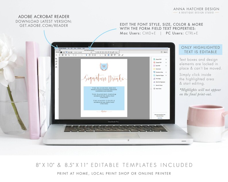 Rose Gold Bar Menu Sign Faux Rose Gold Bar Menu Wedding Sign Etsy