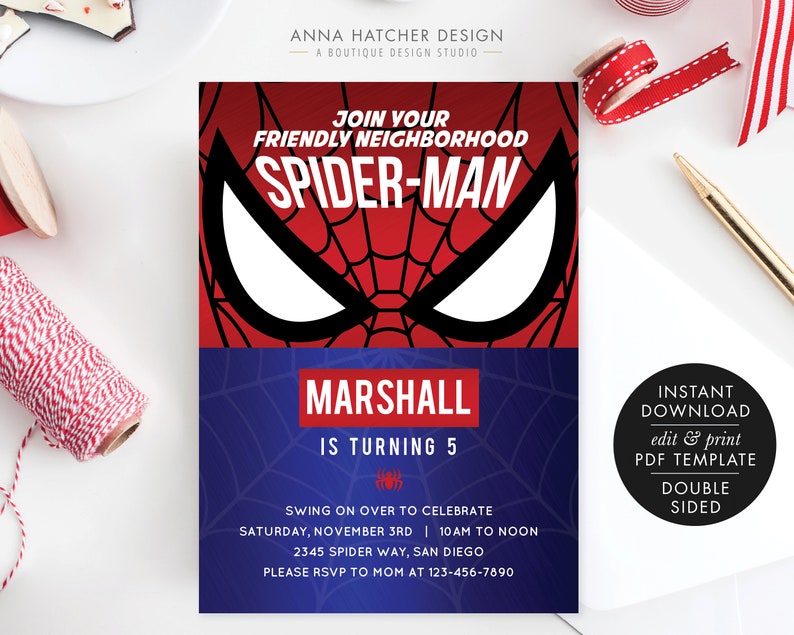 Spider Man Birthday Invitations For Any Age Spiderman Etsy
