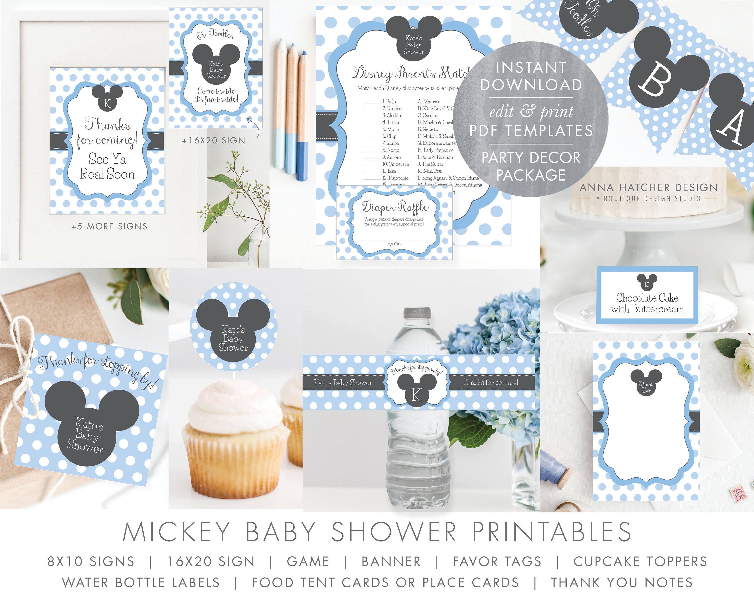 Mickey Mouse Baby Shower Printable's Thank You Favor - Etsy