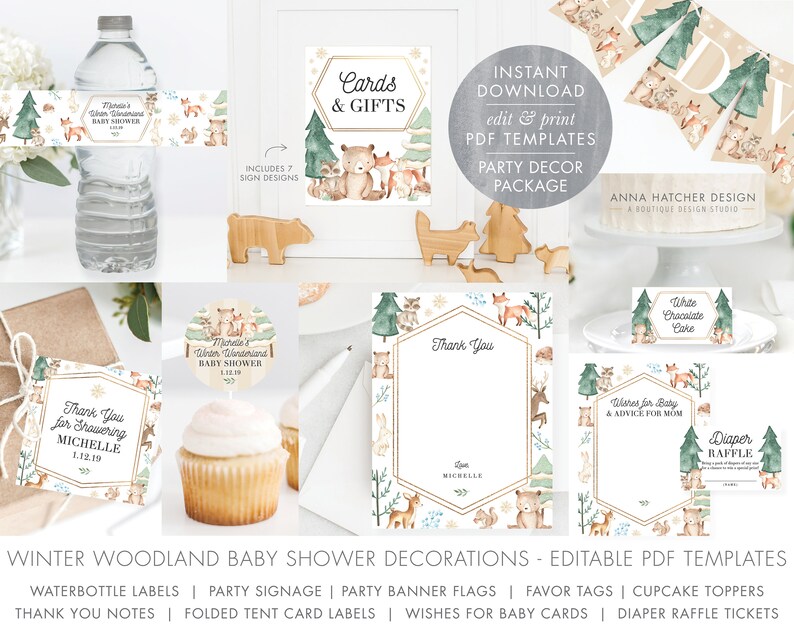 Winter Wonderland Baby Shower Decorations Woodland Image 0