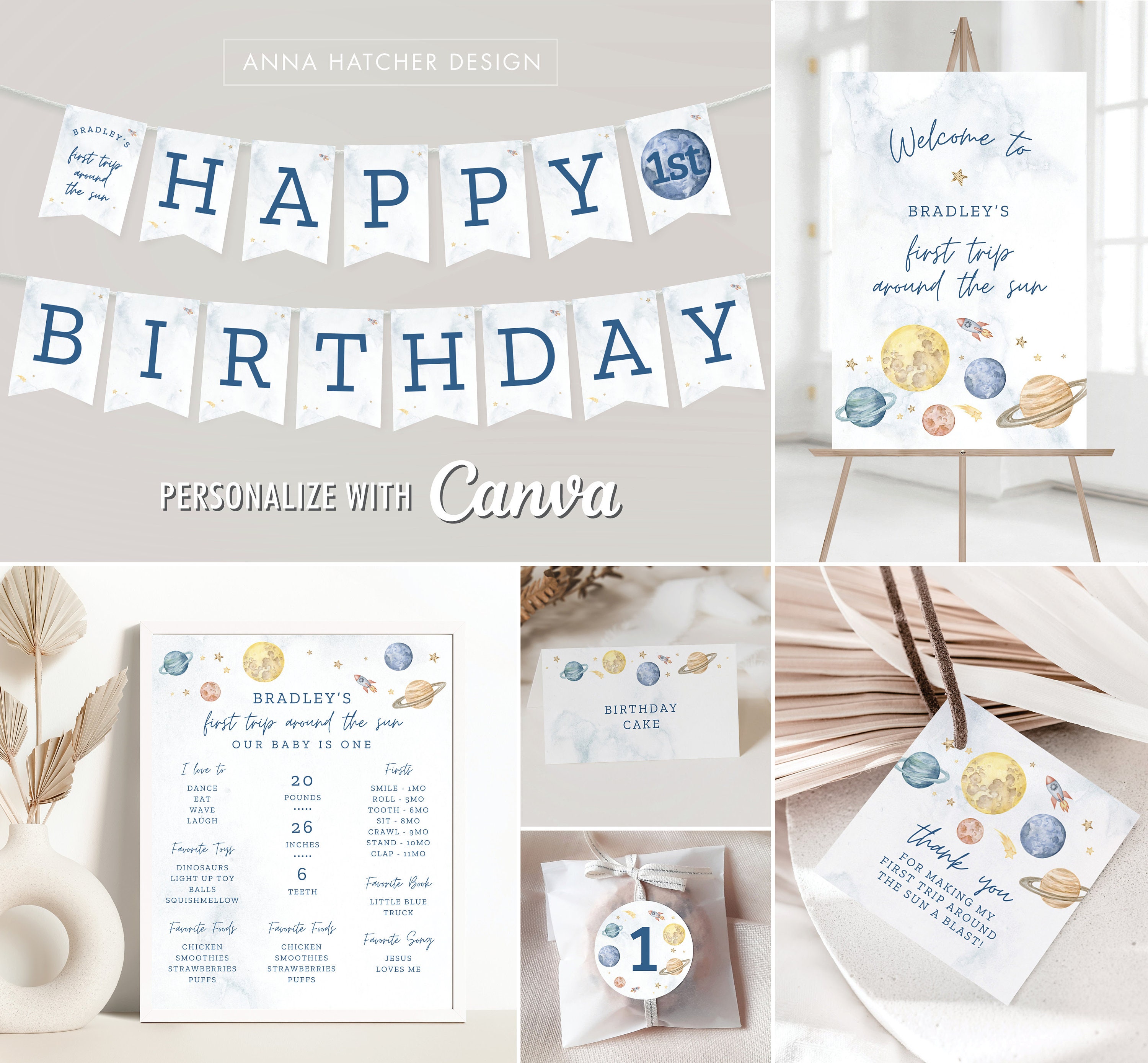 Space Birthday Party Editable Canva Templates, Personalized Printable Thank  You Favor Tag, Circle Sticker, Banner, Signs, Poster, Tent Cards -   Hong Kong
