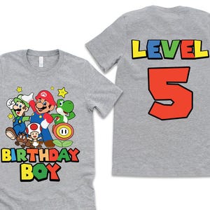 Custom Gamer Kids Shirt, 4th 5th 6th Birthday Mario Shirt, Mario Game Custom Shirt, Mario Fun Shirt, Mario Gaming Shirt, Gaming Party Shirt image 1