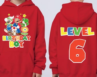 Mario Game Custom Hoodie, 4th 5th 6th Custom Age Mario Hoodie, Gaming Matching Family Hoodie, Video Game Kids Hoodie, Mario Player Hoodie